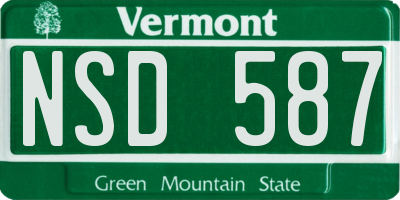 VT license plate NSD587