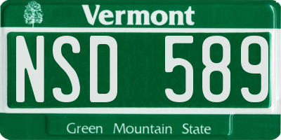 VT license plate NSD589