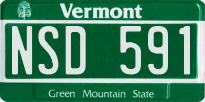 VT license plate NSD591