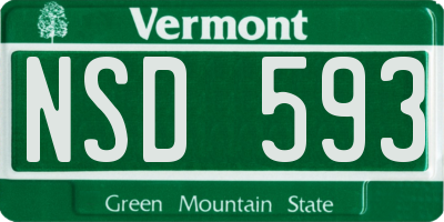 VT license plate NSD593