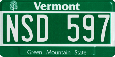 VT license plate NSD597