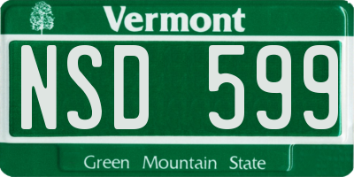 VT license plate NSD599