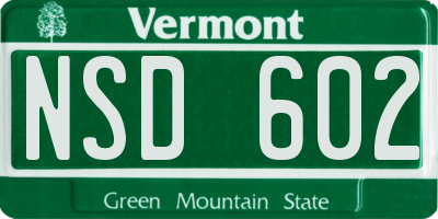 VT license plate NSD602