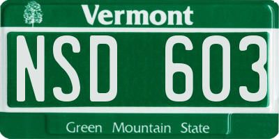 VT license plate NSD603