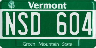 VT license plate NSD604