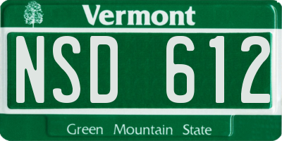 VT license plate NSD612