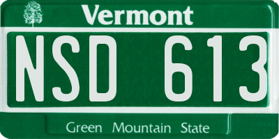 VT license plate NSD613