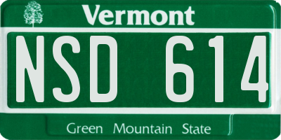 VT license plate NSD614