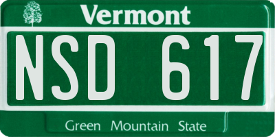 VT license plate NSD617