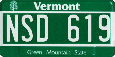 VT license plate NSD619
