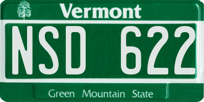 VT license plate NSD622
