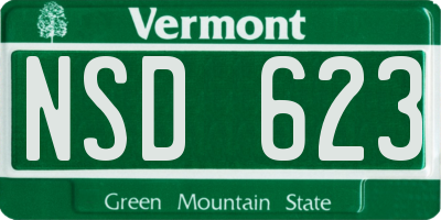 VT license plate NSD623