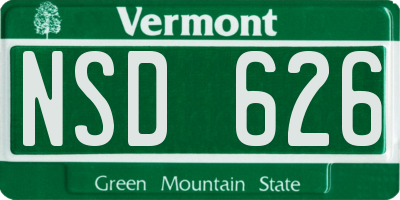 VT license plate NSD626