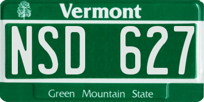 VT license plate NSD627