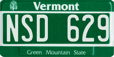 VT license plate NSD629