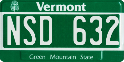 VT license plate NSD632