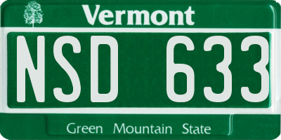 VT license plate NSD633