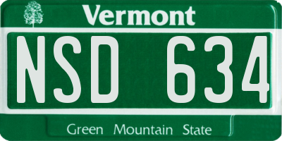 VT license plate NSD634