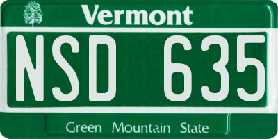 VT license plate NSD635