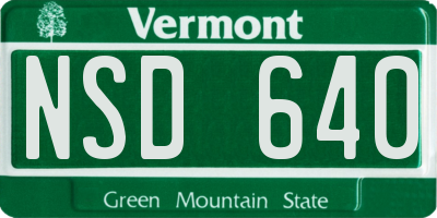 VT license plate NSD640