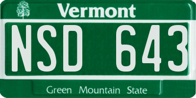 VT license plate NSD643