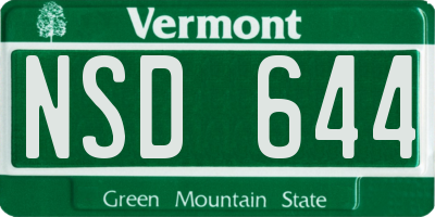VT license plate NSD644