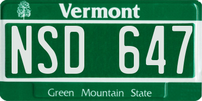 VT license plate NSD647