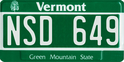 VT license plate NSD649