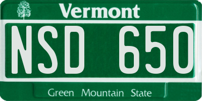 VT license plate NSD650