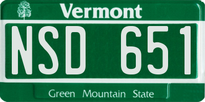 VT license plate NSD651