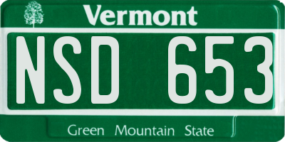 VT license plate NSD653