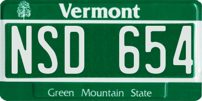 VT license plate NSD654