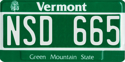 VT license plate NSD665