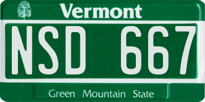 VT license plate NSD667