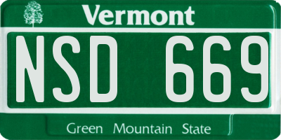 VT license plate NSD669