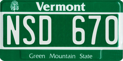 VT license plate NSD670