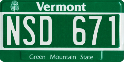 VT license plate NSD671