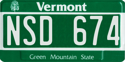 VT license plate NSD674