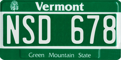 VT license plate NSD678