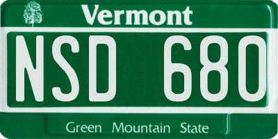 VT license plate NSD680