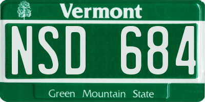 VT license plate NSD684