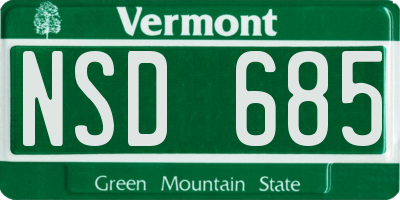 VT license plate NSD685