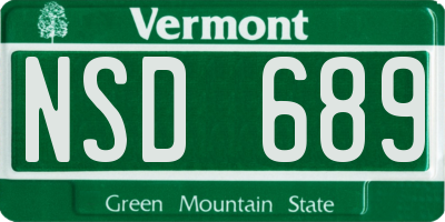 VT license plate NSD689
