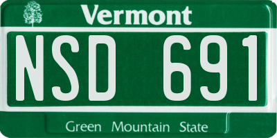 VT license plate NSD691