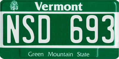 VT license plate NSD693