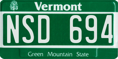 VT license plate NSD694