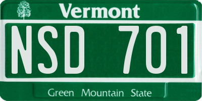 VT license plate NSD701
