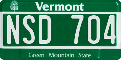 VT license plate NSD704