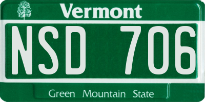 VT license plate NSD706