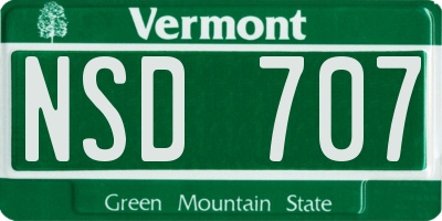 VT license plate NSD707